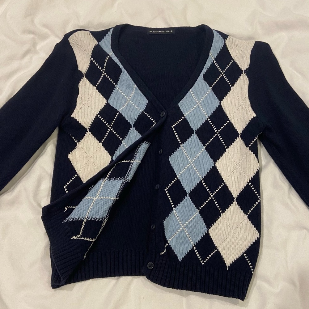 Brandy Melville Elizabeth Argyle Cardigan Sweater